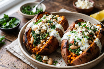 MEDITERRANEAN STUFFED SWEET POTATOES