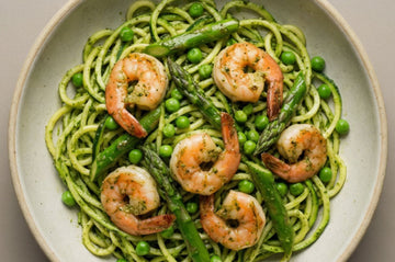 SHRIMP AND SPRING PESTO WITH ZUCCHINI NOODLES
